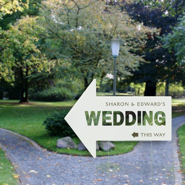 Eucalyptus Greenery Wedding This Way Arrow Yard Sign (Creator Uploaded)