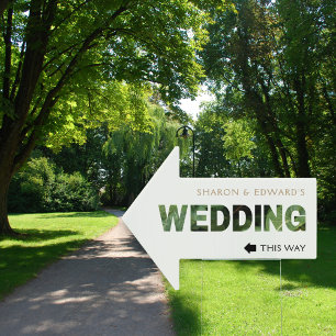Eucalyptus Greenery Wedding This Way Arrow Yard Sign