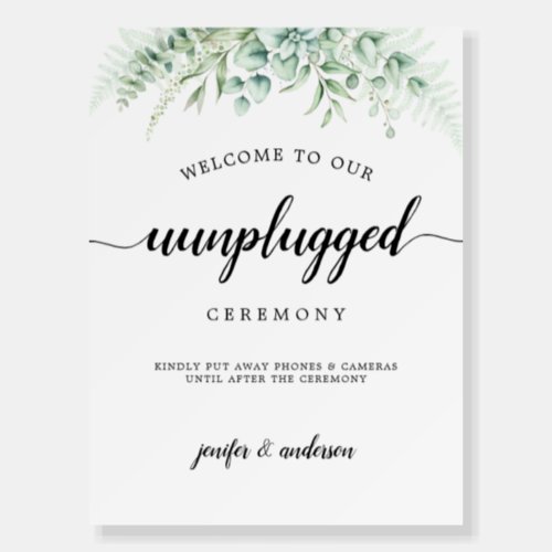 Eucalyptus Greenery Wedding Unplugged Sign