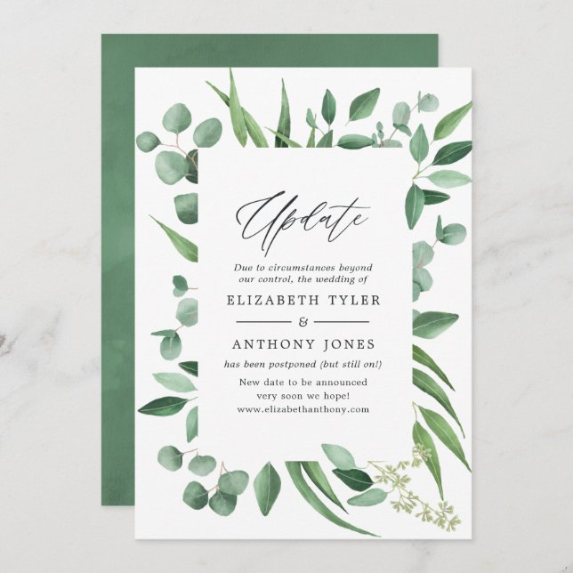 Eucalyptus Greenery Wedding Update Invitation (Front/Back)