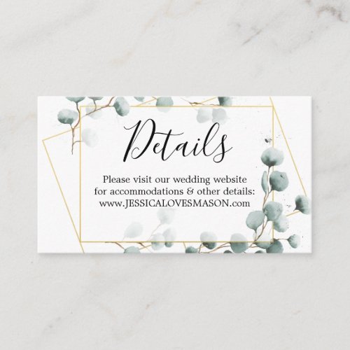 Eucalyptus Greenery Wedding Website Insert Card