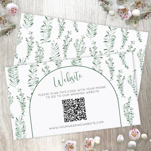 Eucalyptus Greenery Wedding Website QR Code Card