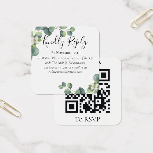Eucalyptus greenery Wedding Website QR Code RSVP 