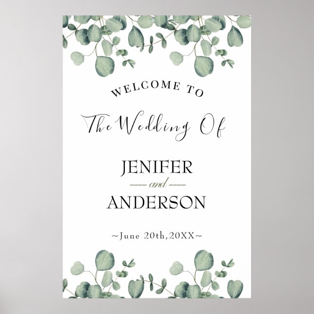 Eucalyptus Greenery Wedding Welcome Poster (Front)