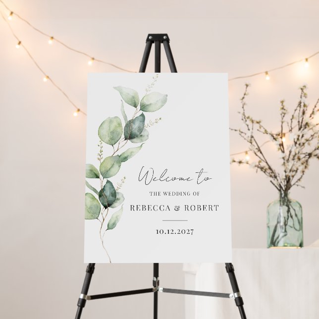 Eucalyptus Greenery Wedding Welcome Sign (In Situ (Stand))