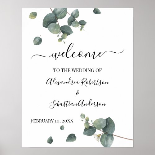 Eucalyptus Greenery Wedding Welcome Sign