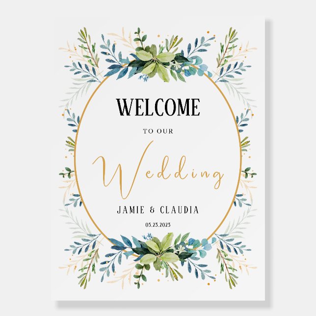 Eucalyptus greenery wedding welcome sign (Front)