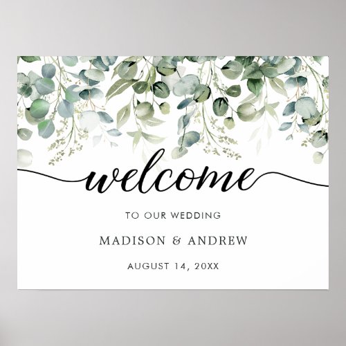 Eucalyptus Greenery Wedding Welcome Sign