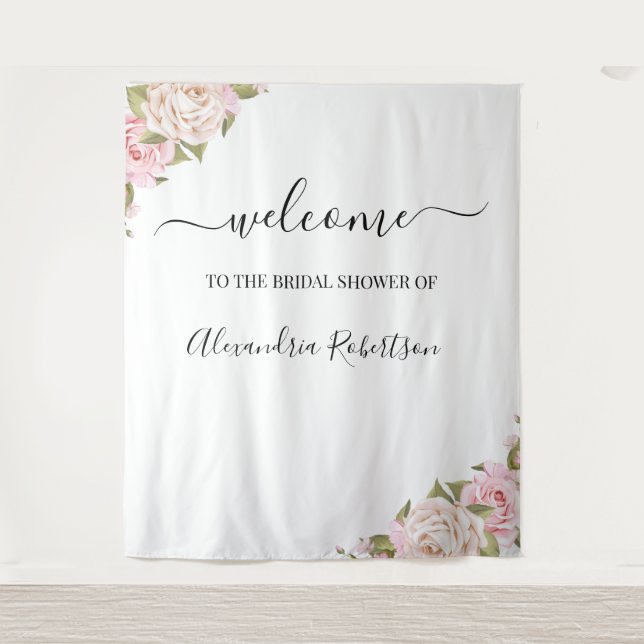 Eucalyptus Greenery Wedding Welcome Tapestry (Front)