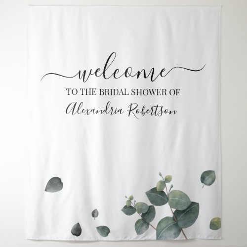 Eucalyptus Greenery Wedding Welcome Tapestry