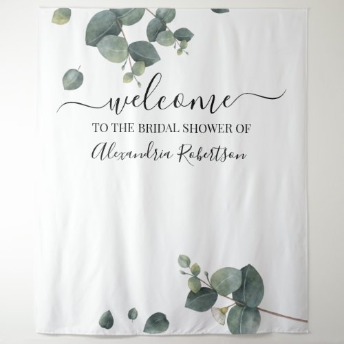 Eucalyptus Greenery Wedding Welcome Tapestry