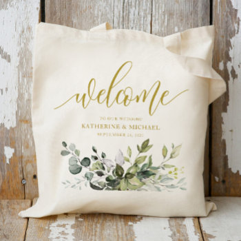 Eucalyptus Greenery Wedding Welcome Tote Bags by Precious_Presents at Zazzle