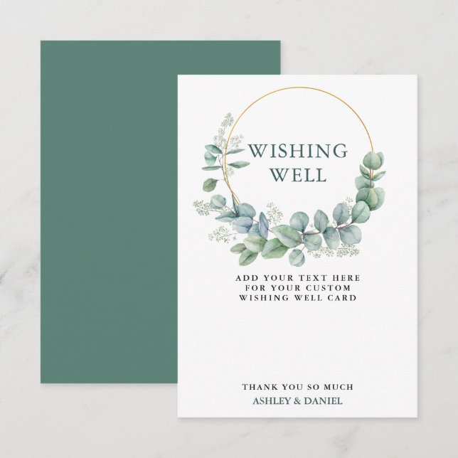 Eucalyptus Greenery Wedding Wishing Well Card (Front/Back)