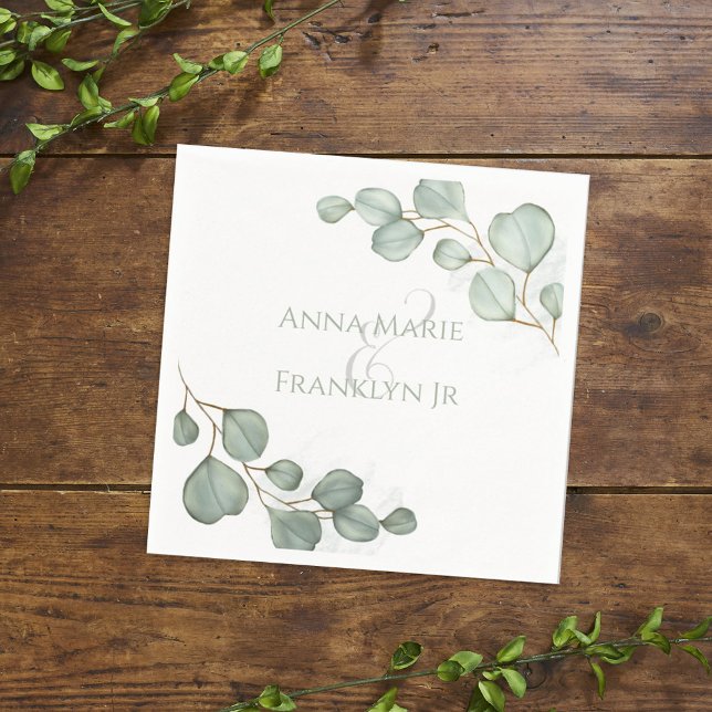 Eucalyptus Greenery Weddings Elegant Foliage Napkins (Creator Uploaded)