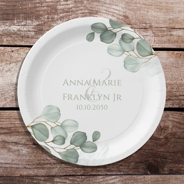 Eucalyptus Greenery Weddings Elegant Foliage  Paper Plates (Creator Uploaded)