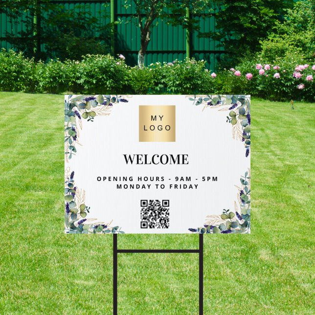 Eucalyptus greenery welcome business logo qr sign (Creator Uploaded)