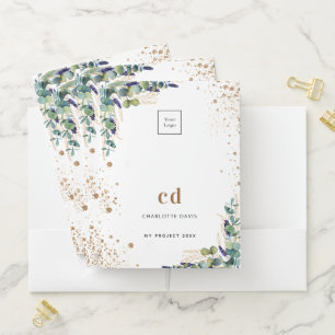 Eucalyptus greenery white business logo pocket folder