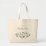 Eucalyptus Greenery white floral rustic bridesmaid Large Tote Bag<br><div class="desc">Modern chic watercolor eucalyptus greenery and white floral design,  with personalized bridesmaid name,  elegant and stylish,  great personalized bridesmaid gifts for rustic wedding,  botanical wedding and beach wedding in spring and summer. 
See all the matching pieces in collection</div>