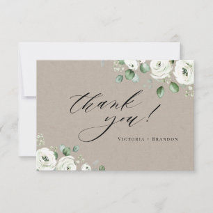 Eucalyptus greenery white floral rustic thank you card