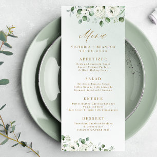 Eucalyptus Greenery white floral rustic wedding Menu
