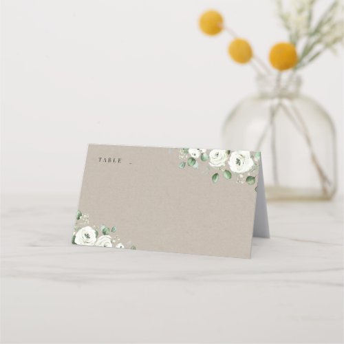 Eucalyptus Greenery white floral rustic wedding Place Card