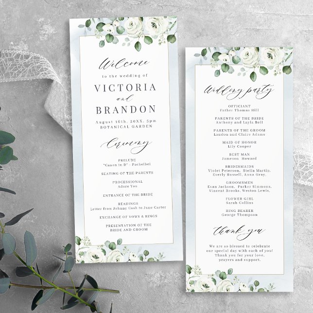 Eucalyptus Greenery white floral rustic wedding Program (Eucalyptus Greenery white floral rustic wedding Program)