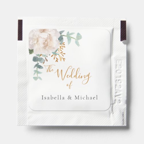 Eucalyptus greenery white script wedding hand sanitizer packet