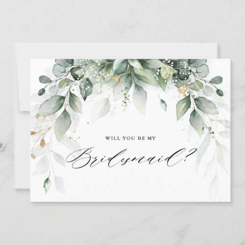 Eucalyptus Greenery Will you be my Bridesmaid Invitation