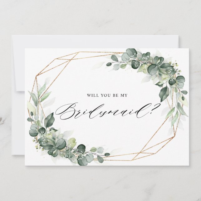 Eucalyptus Greenery Will you be my Bridesmaid Invitation (Front)