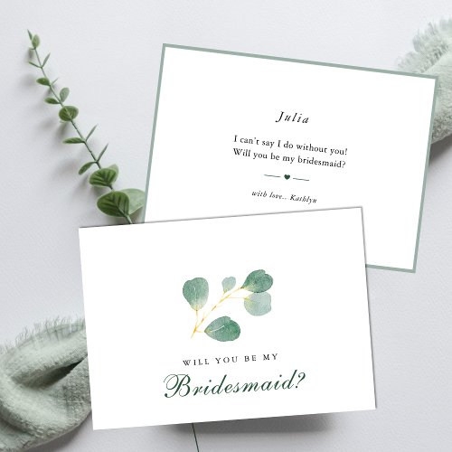 Eucalyptus Greenery Will You Be My Bridesmaid Invitation