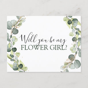 Eucalyptus Greenery Will you Be My Flower Girl Announcement Postcard