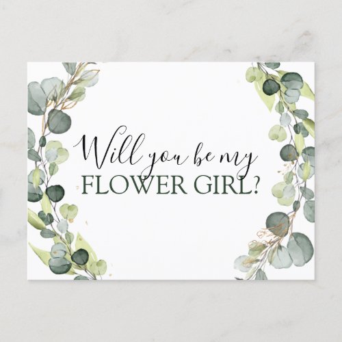 Eucalyptus Greenery Will you Be My Flower Girl Announcement Postcard