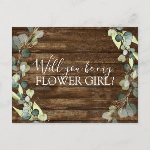 Eucalyptus Greenery Will you Be My Flower Girl Announcement Postcard