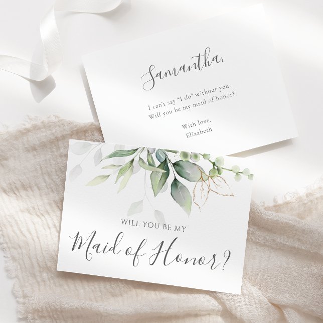 Eucalyptus Greenery Will You Be My Maid Of Honor  Invitation (Creator Uploaded)