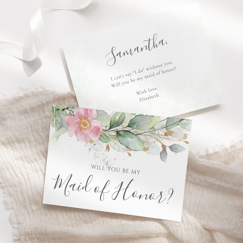 Eucalyptus Greenery Will You Be My Maid Of Honor Invitation