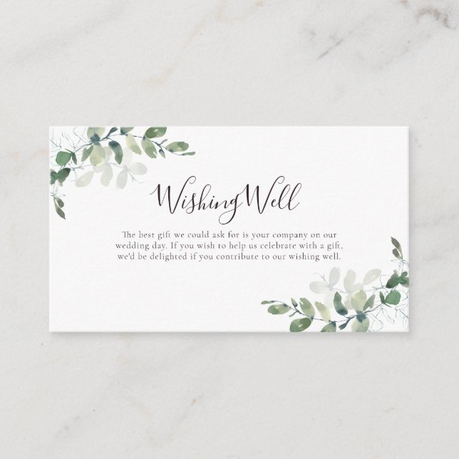 Eucalyptus Greenery  Wishing Well Wedding  Enclosure Card (Front)