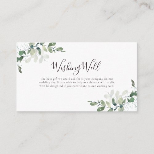 Eucalyptus Greenery  Wishing Well Wedding  Enclosure Card