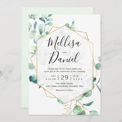 Eucalyptus Greenery with Geometric Frame Invitation