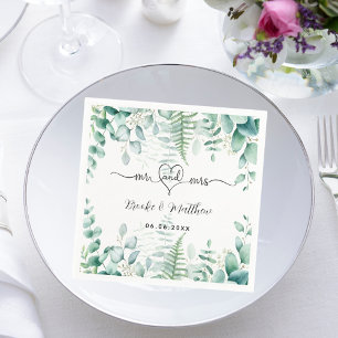 Eucalyptus greenery woodland ferns names wedding napkins