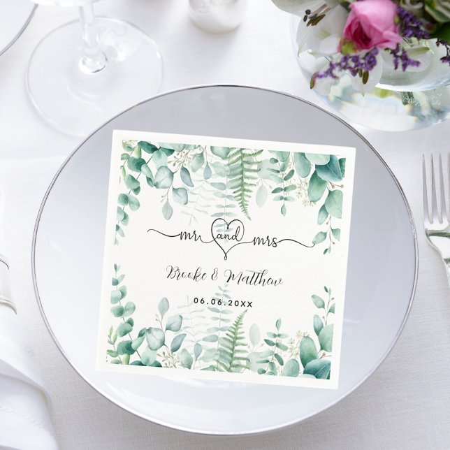 Eucalyptus greenery woodland ferns names wedding napkins (Creator Uploaded)