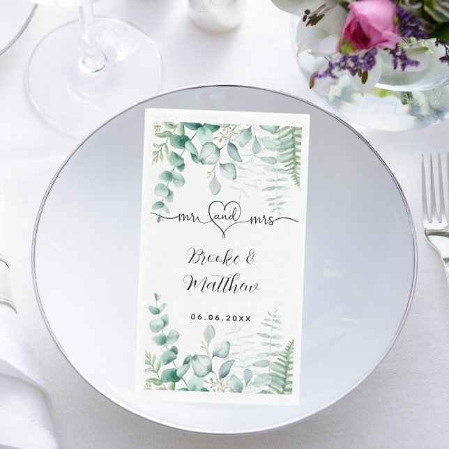 Eucalyptus greenery woodland ferns names wedding paper guest towels (Creator Uploaded)