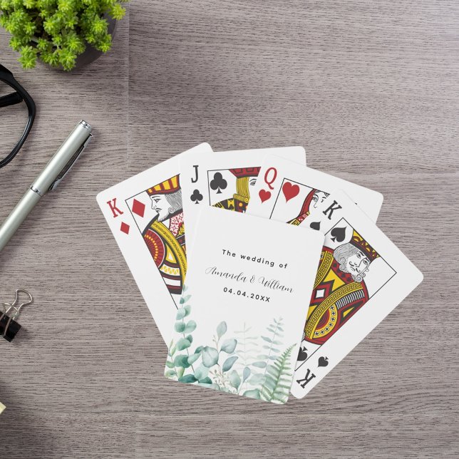 Eucalyptus greenery woodland ferns names wedding poker cards (Creator Uploaded)