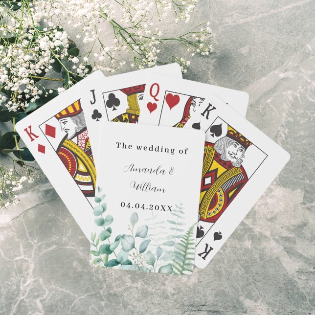 Eucalyptus greenery woodland ferns names wedding poker cards (Creator Uploaded)
