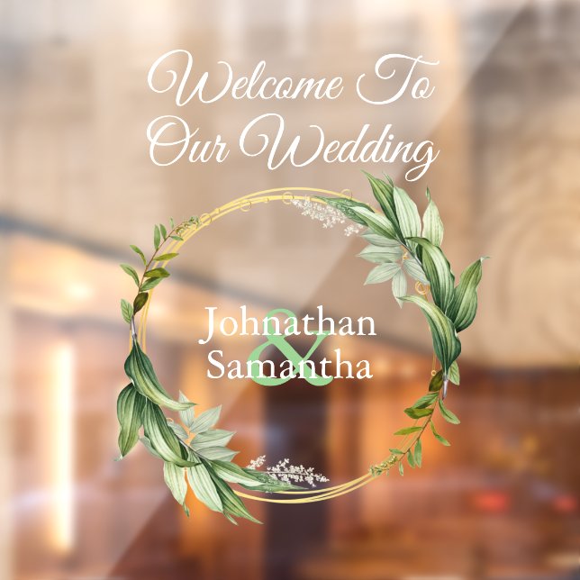 Eucalyptus greenery wreath bridal couple welcome  window cling (Sheet 2)