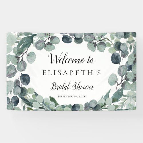 Eucalyptus greenery wreath bridal shower banner