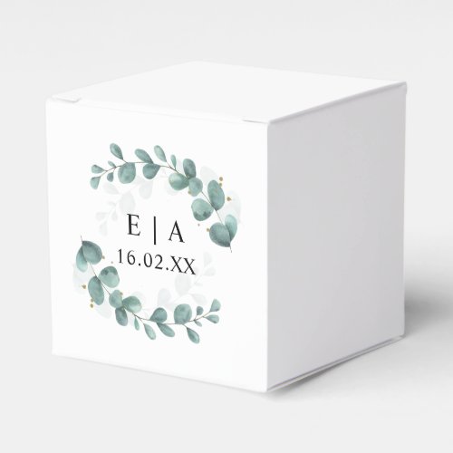 Eucalyptus Greenery Wreath Minimalist Wedding  Favor Boxes