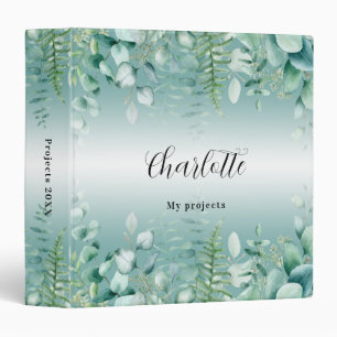 Eucalyptus greenry woodland name script 3 ring binder