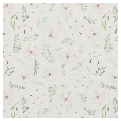 Eucalyptus Greens and Flowers Seamless Pattern Fabric
