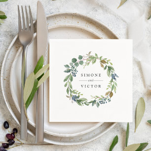 Eucalyptus Grove Botanical Personalized Wedding Paper Napkins