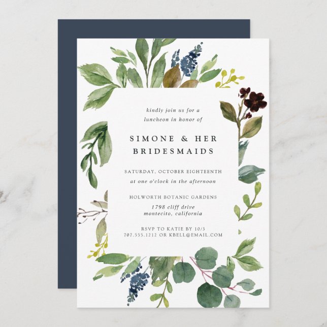 Eucalyptus Grove Bridesmaids Luncheon Invitation (Front/Back)
